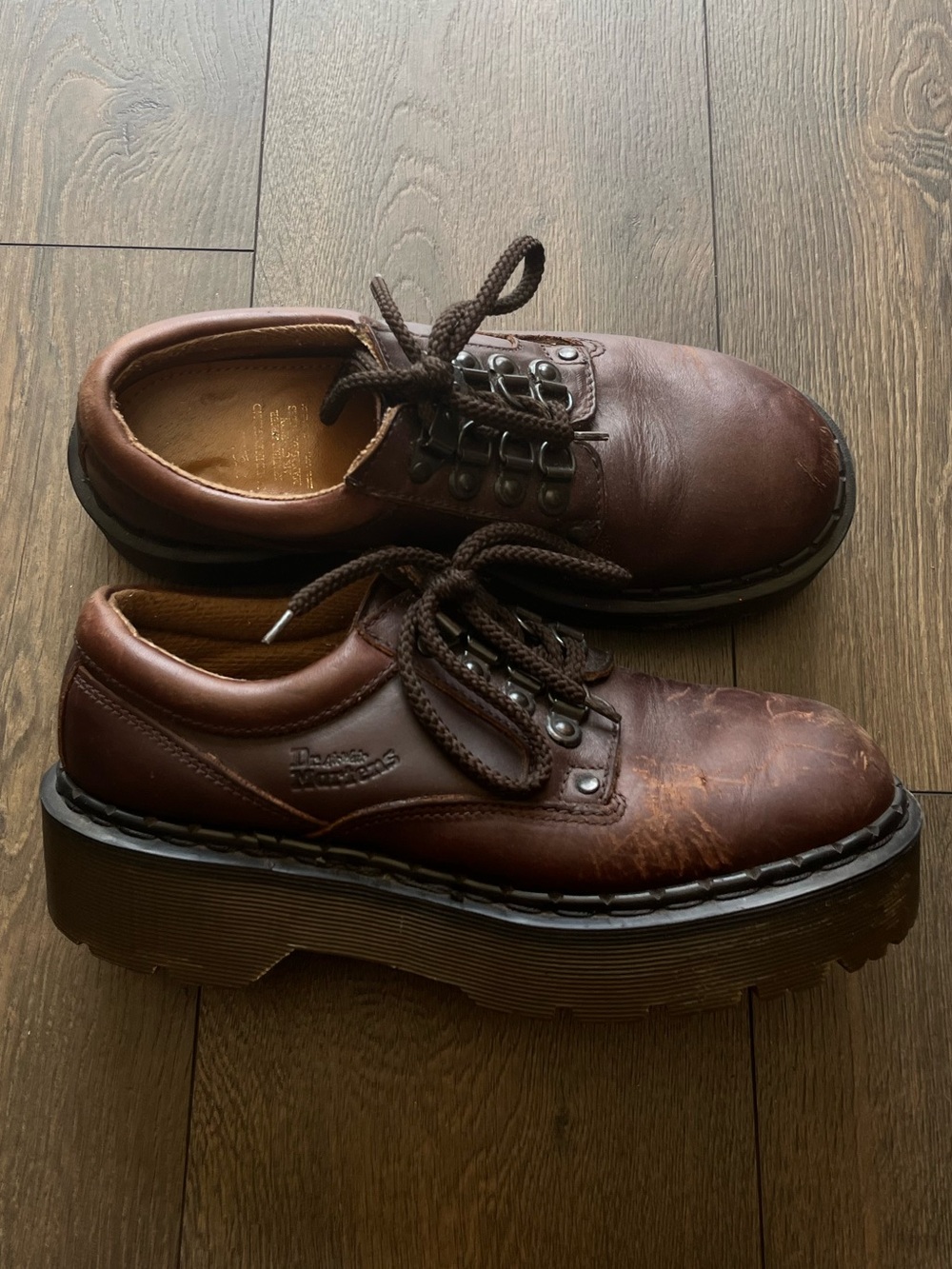 Vintage Dr. Martens Chunky Platform Leather Oxfords Shoes